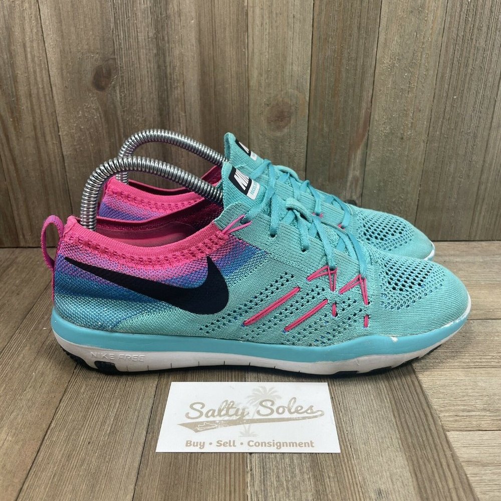 Nike Free TR Focus Flyknit Blue Running Shoes Sz 8